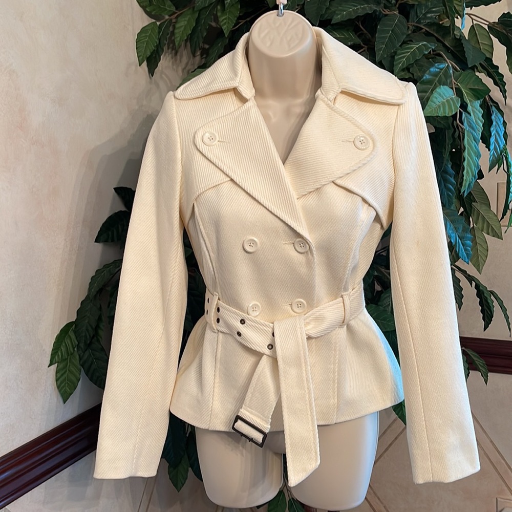 OLD NAVY CREAM BELTED PEACOAT